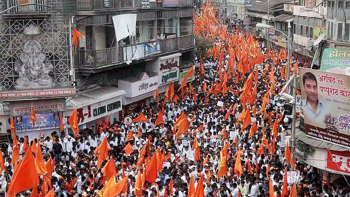 One of the many protest marches carried out by The Marathas while demanding reservation. 
