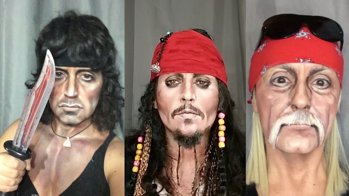 Lucia Pittalis can play a number of characters, just by changing her makeup. (Photo: AP/Caters News screengrab)