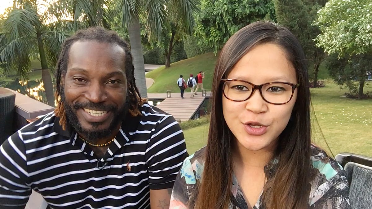 Chris Gayle was speaking at the launch of his book <i>Six Machine. </i>(Photo: <b>The Quint</b>)