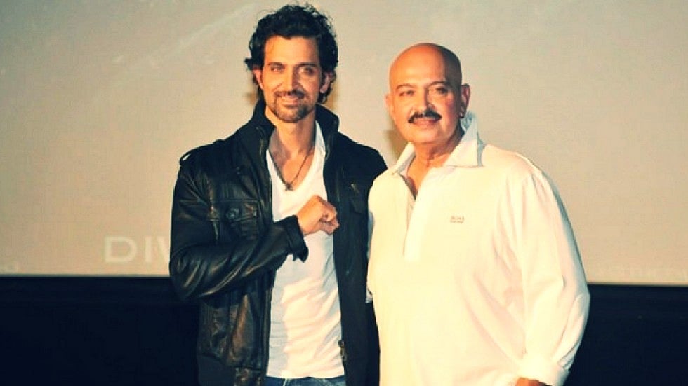 Hrithik Roshan poses with father Rakesh Roshan at a promotional event. (Photo: Yogen Shah) 