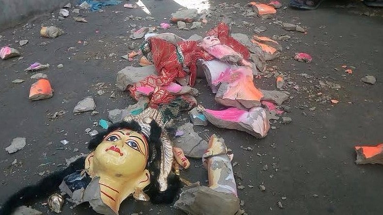 A violent mob vandalised Hindu temples and homes. (Photo Courtesy: <a href="https://www.facebook.com/photo.php?fbid=10208832993756119&amp;set=pcb.10208833018876747&amp;type=3">Facebook</a>/Rajib Noor)