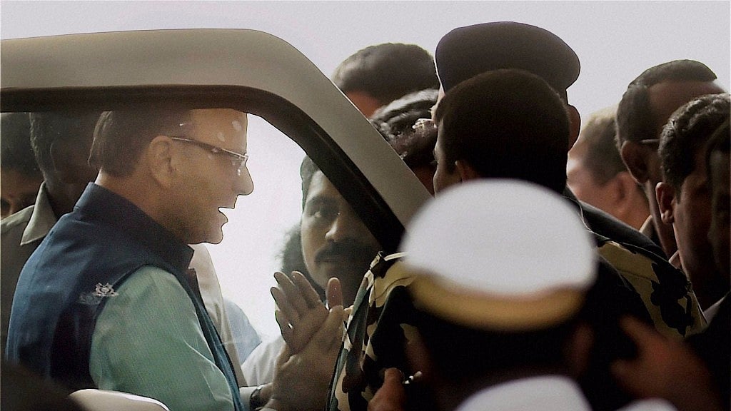 Union Finance Minister Arun Jaitley seen arriving at the Apollo Hospital in Chennai. (Photo: PTI)