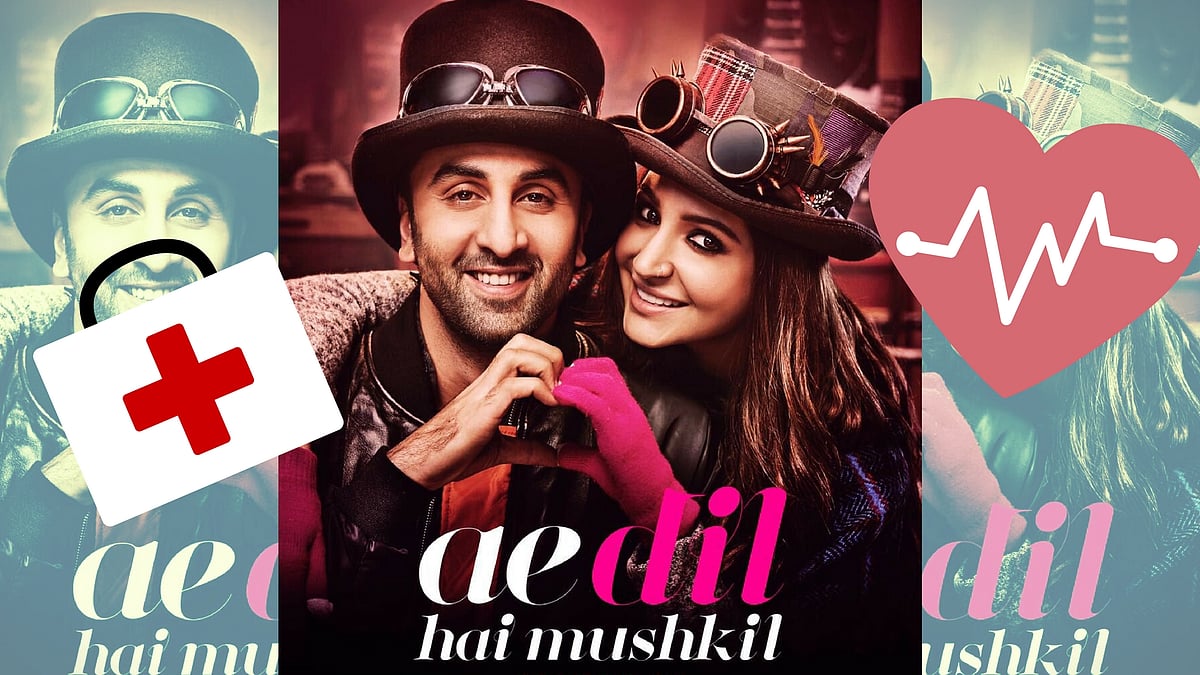 Ranbir Kapoor and Anushka Sharma on the poster of <i>Ae Dil Hai Mushkhil. </i>(Photo courtesy: Twitter, altered by <b>The Quint</b>)