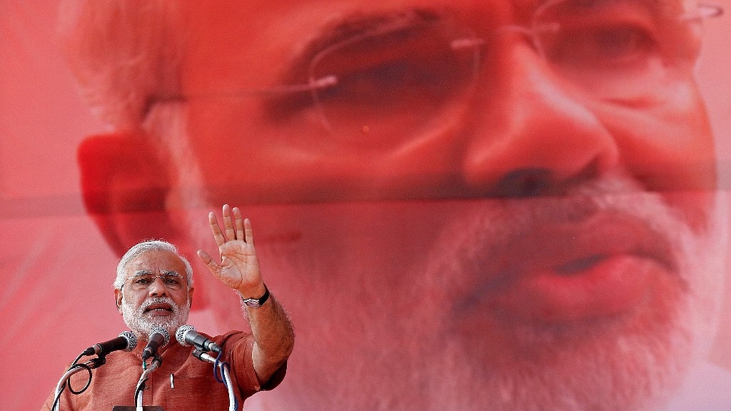 Narendra Modi, then Chief Minister of Gujarat, addressing a rally prior to the 2014 elections. (Photo: Reuters)