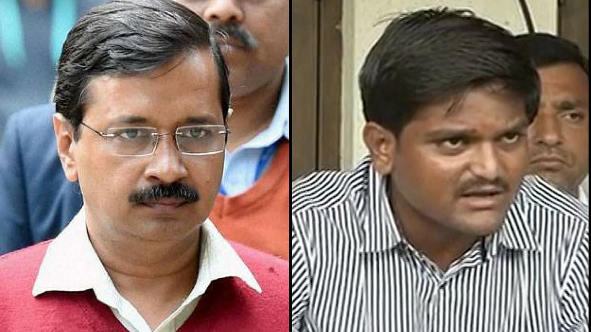 Arvind Kejriwal (left) and Hardik Patel (right). (Photo: <b>The Quint</b>)