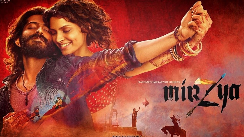 Harshvardhan Kapoor and Saiyami Kher in the film poster of Rakeysh Omprakash Mehra’s <i>Mirzya. </i>