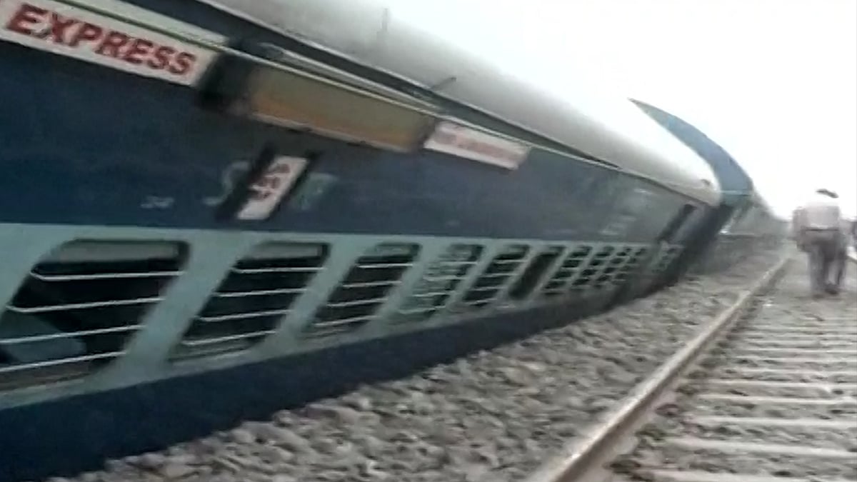 Derailed coaches of the Jhelum Express in Phillar, Ludhiana in Punjab on Tuesday. (Photo: ANI screengrab)