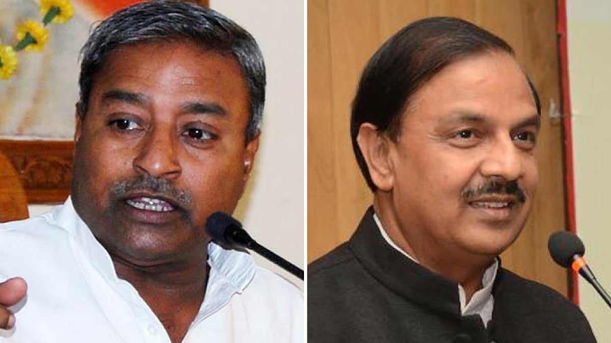 BJP MP Vinay Katiyar and Mahesh Sharma. (Photo: <b>The Quint</b>)