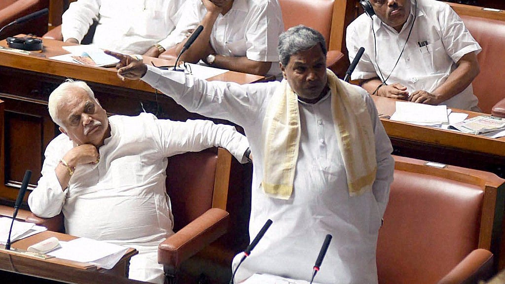 Karnataka CM Siddaramaiah during Special Assembly session on the Cauvery issue at Vidhan Soudha in Bengaluru on Monday. (Photo: PTI)