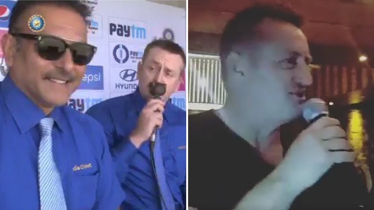 Styris walked out of the commentary box after Jadhav took a wicket. (Photo Courtesy: <a href="https://twitter.com/BCCI/status/790118670227738624">Twitter</a>/<a href="https://www.facebook.com/SummerHouseCafeHauzKhas/videos/1167911109964386/">Facebook</a>)