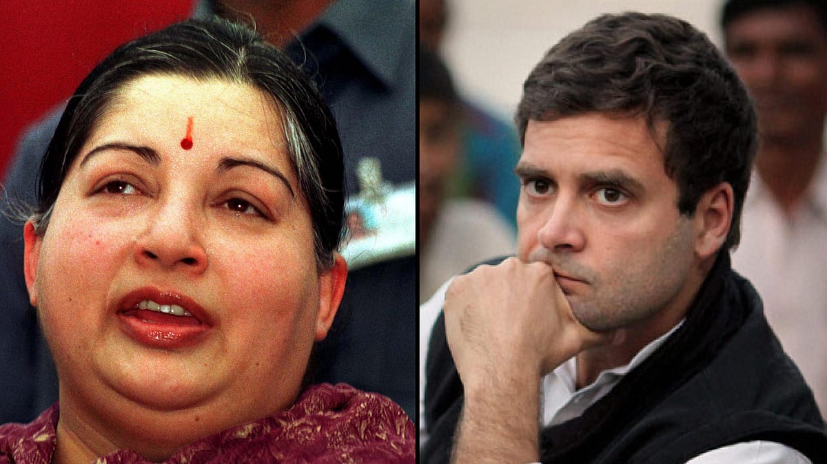 Congress Vice President Rahul Gandhi on Friday visited Jayalalithaa in Chennai. (Photo: <b>The Quint</b>)