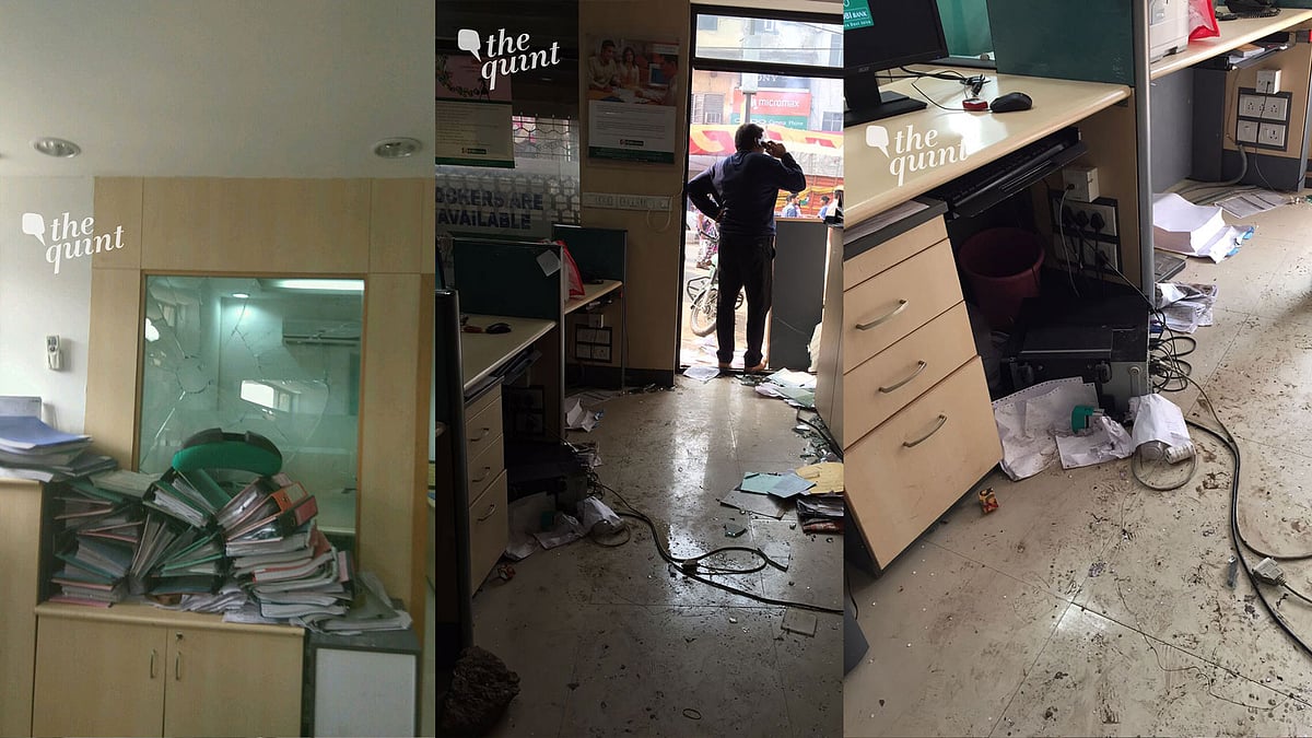A bunch of goons attacked the Subzi Mandi branch of the IDBI bank on Saturday morning. (Photo Courtesy: Daljit Kaur)