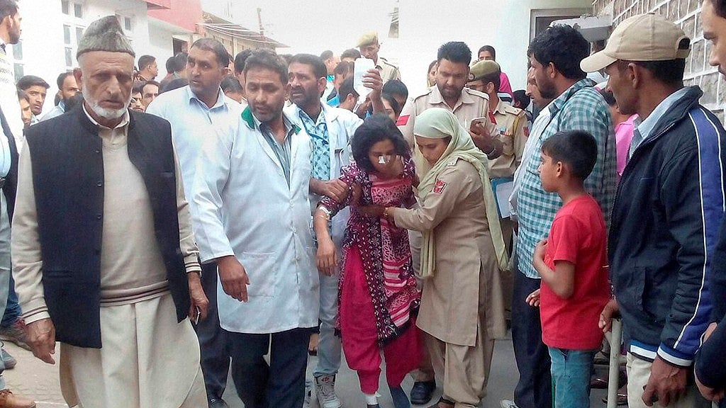 A woman injured during ceasefire violations in Poonch. (Photo: PTI)