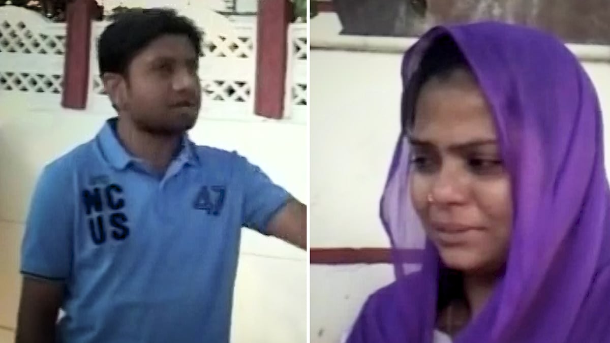 Husband Irfan Khan uttered ‘talaq, talaq, talaq’ in public to divorce wife Farha Khan. (Photo: ANI screengrab)