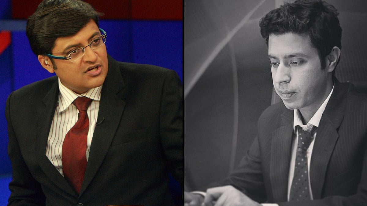 Arnab Goswami (L) and Rahul Shivshankar. (Photo: <b>The Quint</b>)