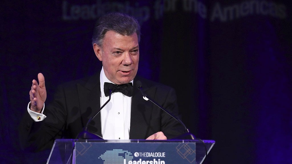 Colombian President Juan Manuel Santos
during an address in Washington. 