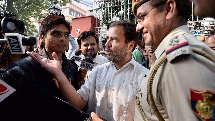 Rahul Gandhi was detained on Wednesday after he went to meet the family of the ex-jawan who committed suicide over the One Rank One Pension scheme. (Photo: PTI)