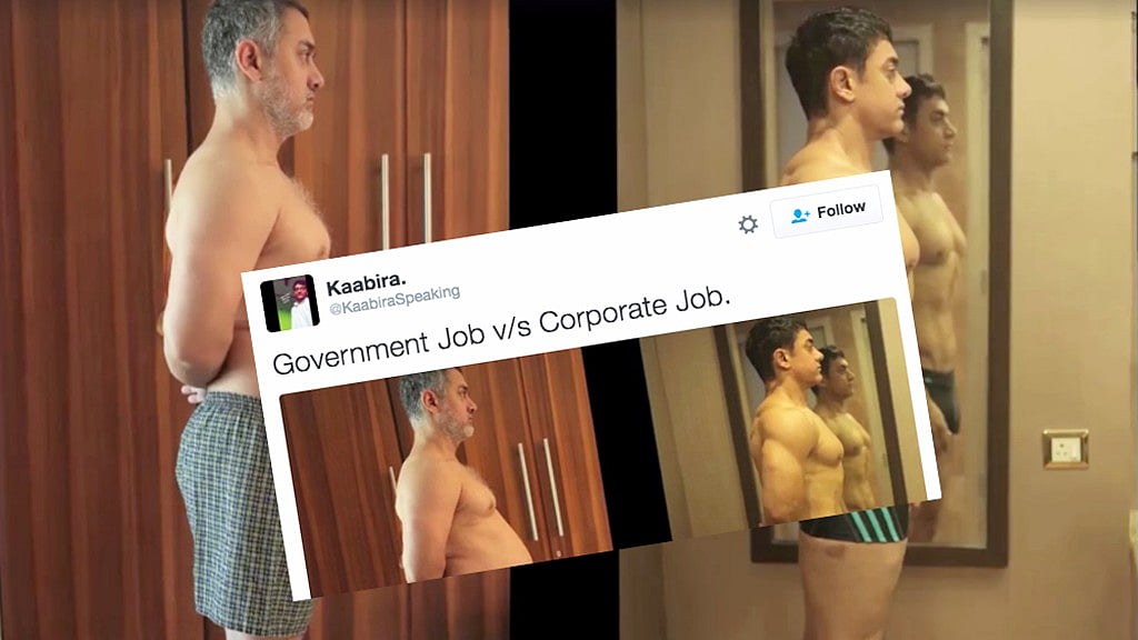 Aamir Khan’s amazing physical transformation for <i>Dangal. </i>(Photo: Altered by <b>The Quint</b>)