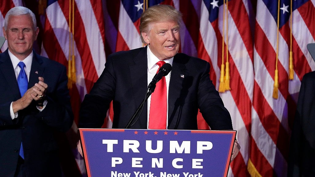 Donald Trump defeated Hillary Clinton in a shock win to become the President-elect. Here he is seen addressing supporters in New York. (Photo: AP) 