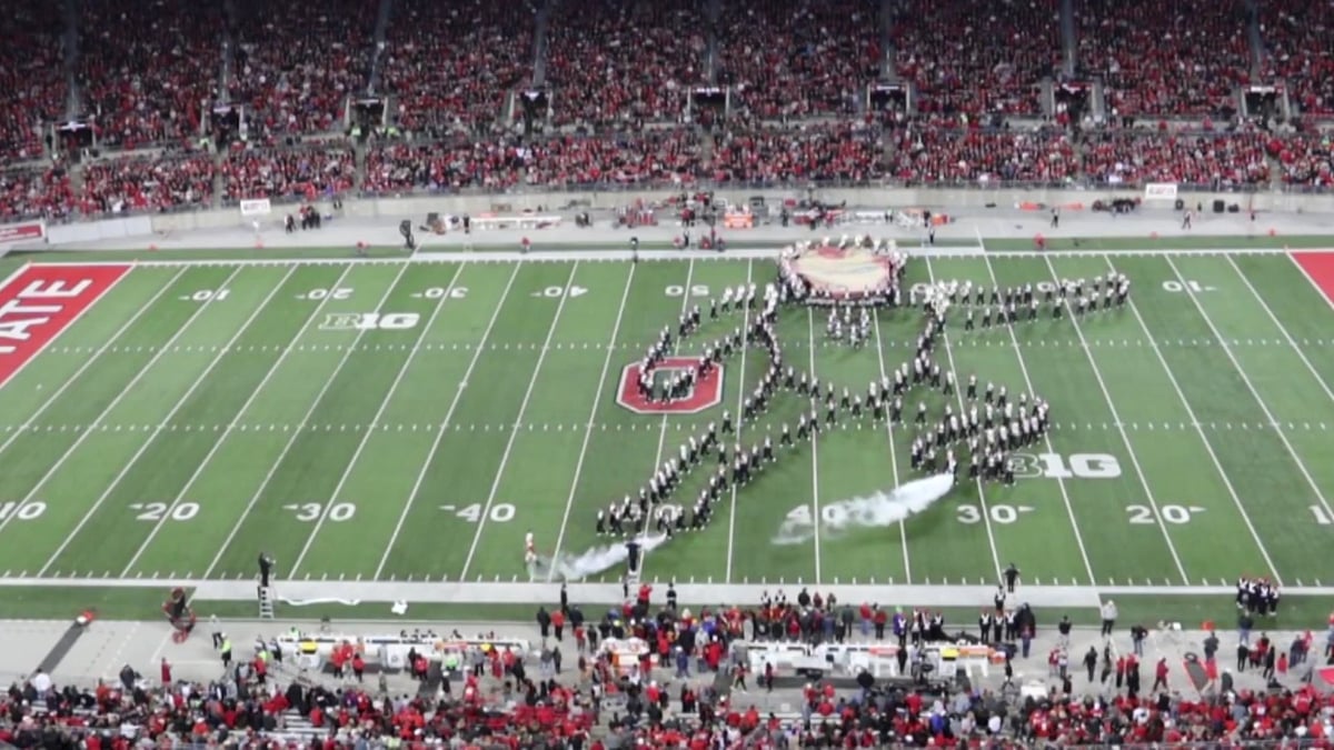 Marching band morphs into Ironman during half time (Photo: AP/Caters  News)