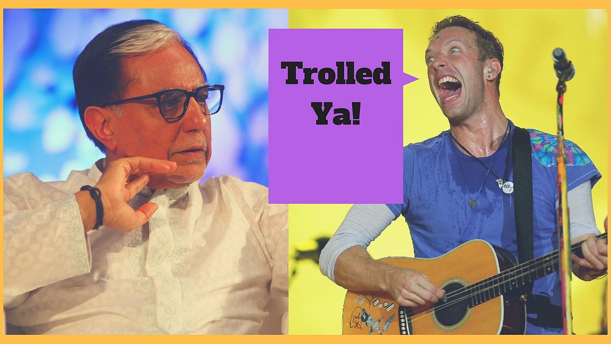 Subhash Chandra gets called out for his ‘oh-so-sanskaari’ tweet on youth attending the Coldplay concert. (Photos: Twitter / Reuters; altered by <b>The Quint</b>)
