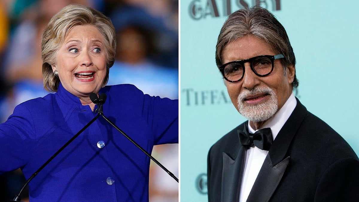 Hillary Clinton (L) and Amitabh Bachchan (R). (Photo: Altered by <b>The Quint</b>)