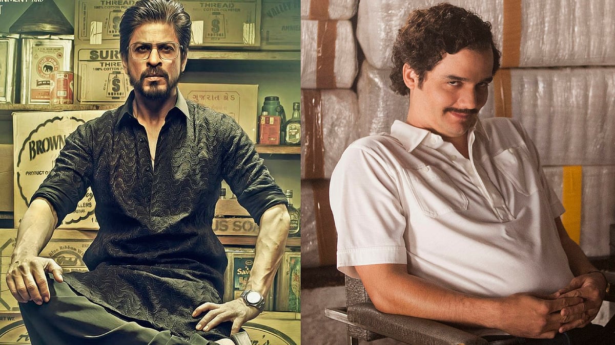 Shah Rukh Khan as Raees Alam and Wagner Moura as Pablo Escobar.