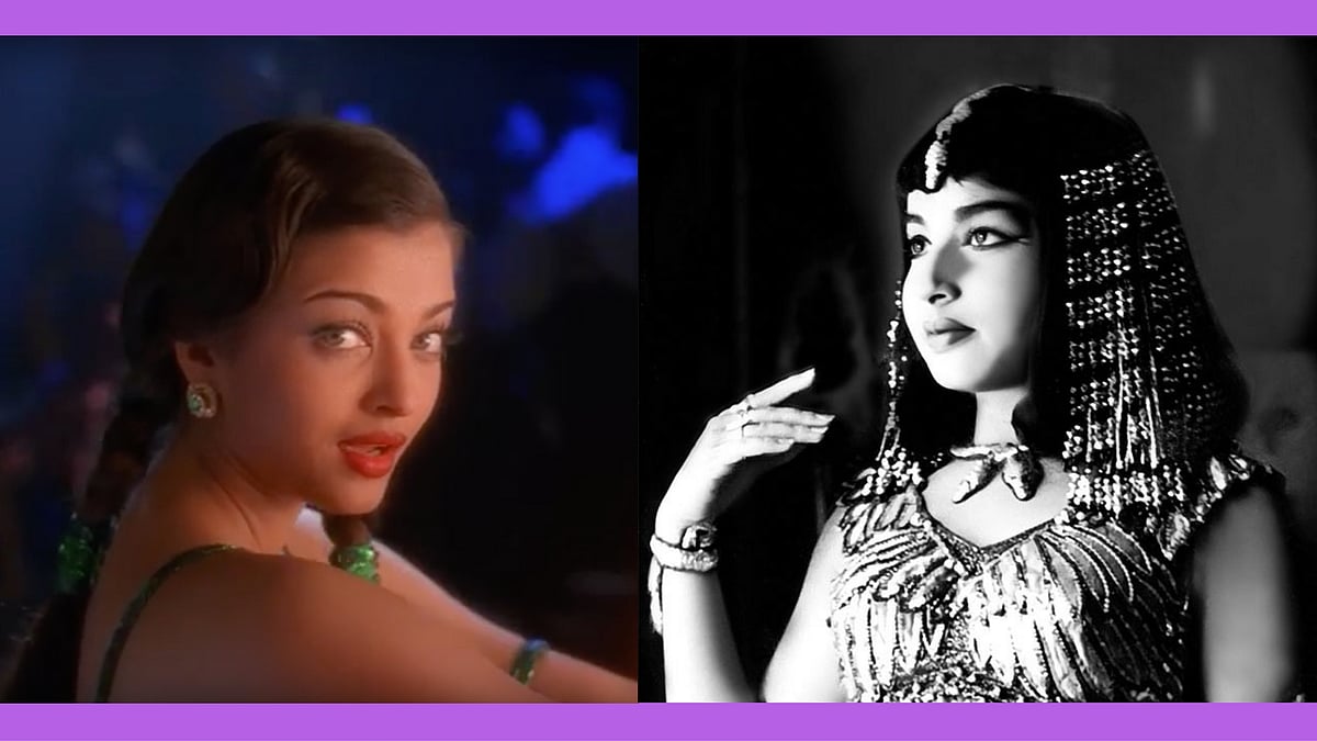 Aishwarya Rai in <i>Iruvar; </i>a young Jayalalithaa poses in a costume for a film.&nbsp;