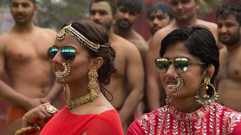 Geeta and Babita Phogat at an akhada in New Delhi. 