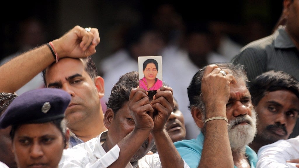 Anxious supporters of an ailing Tamil Nadu Chief Minister J Jayalalithaa outside Apollo Hospital in Chennai on 5 December, 2016. (Photo: IANS)