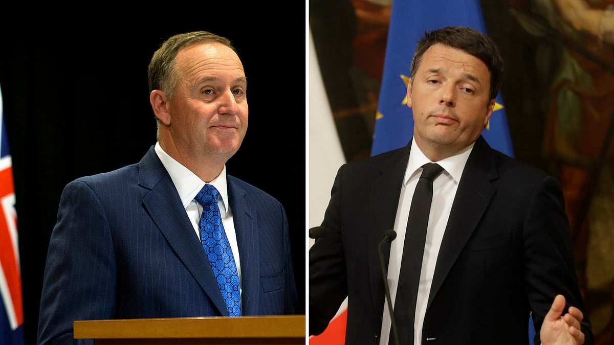 New Zealand’s Prime Minister John Key (left) and Italian Prime Minister Matteo Renzi. (Photo: AP)