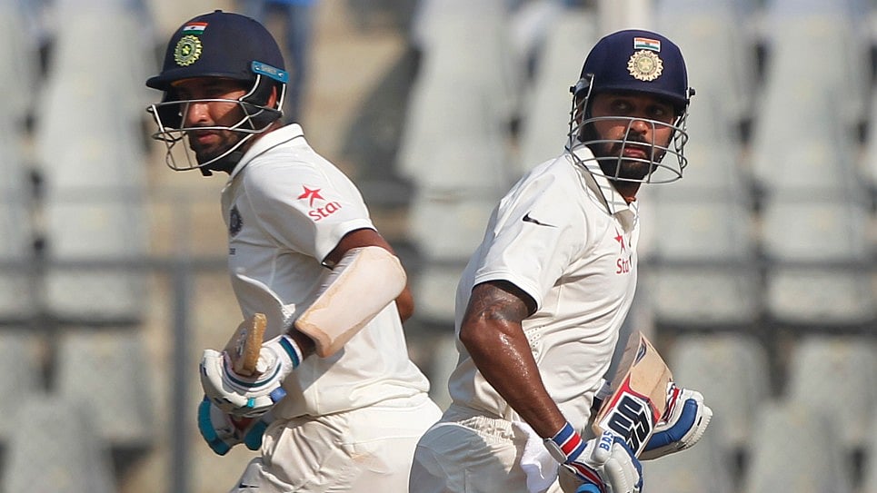 Cheteshwar Pujara (L) and Murali Vijay (R). (Photo: BCCI) 
