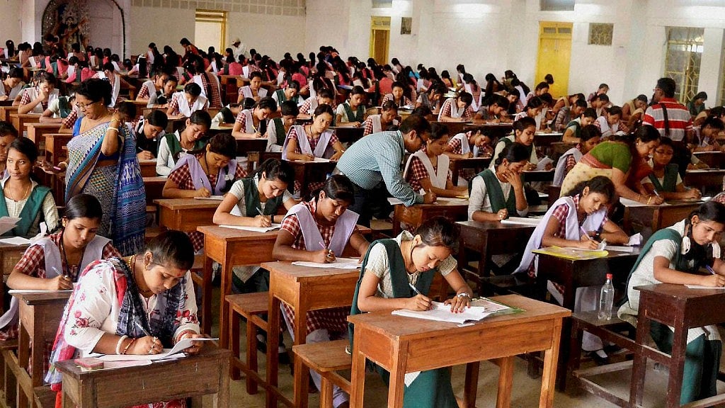 File photo of students appearing for Class 12 board exams at a school in Agartala. 