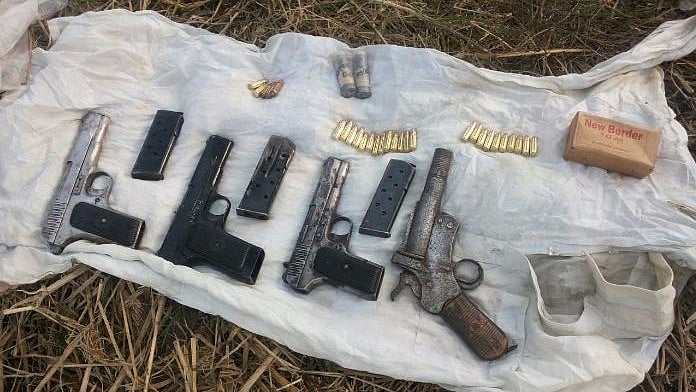 The guns seized at Indo-Pak border. (Photo: ANI screengrab)