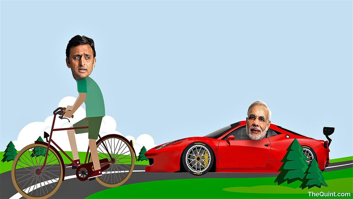 An earlier survey concluded that although Akhilesh is a good CM, he still needs to take advice from his father, Mulayam Singh. (Photo: <b>The Quint</b>)