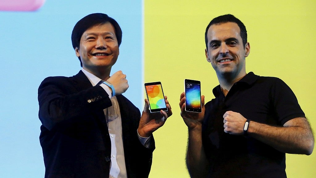 Lei Jun, founder, Xiaomi along with Hugo Barra at a launch event. (Photo: Reuters)