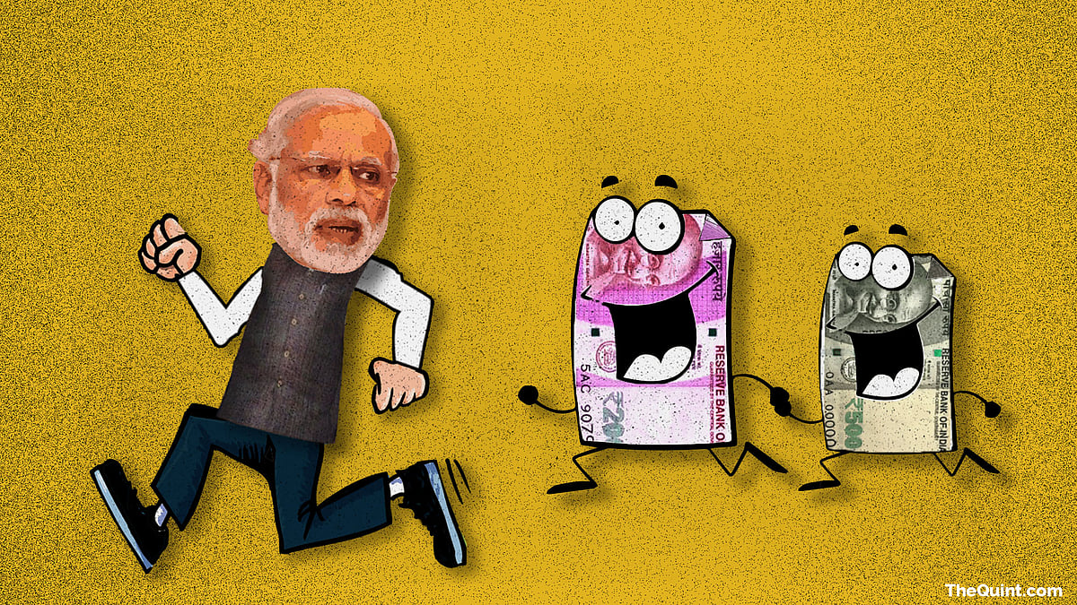 Modi is playing a mind game by talking about everything else except the gains from note ban. (Photo: Harsh Sahani/ <b>The Quint</b>)
