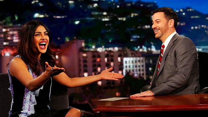 Priyanka Chopra on  Jimmy Kimmel Live for the second time. (Photo courtesy: Twitter/<a href="https://twitter.com/JimmyKimmelLive/status/822269621340225537">@JimmyKimmelLive</a>)