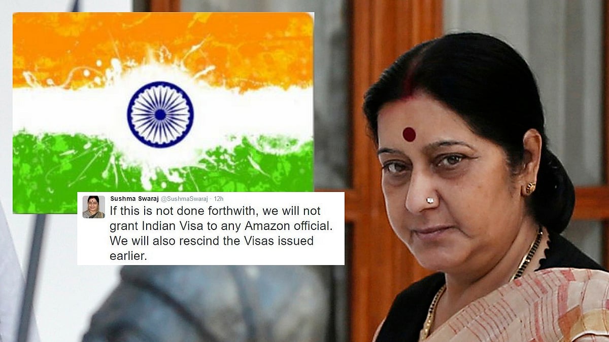 Sushma Swaraj, External Affairs Minister, India. (Photo: <b>Altered by The Quint</b>)