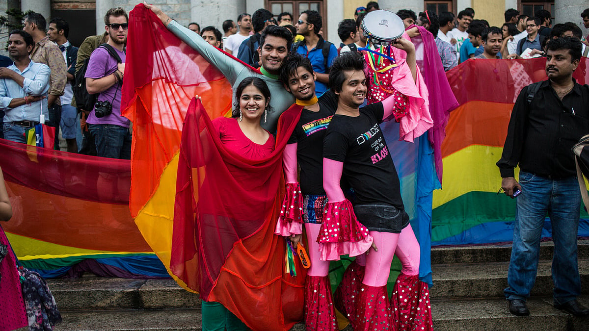 A group of LGBTQ activists posing in front of the pride parade in Bangalore. The image has been used for representational purposes. (Photo: iStock)