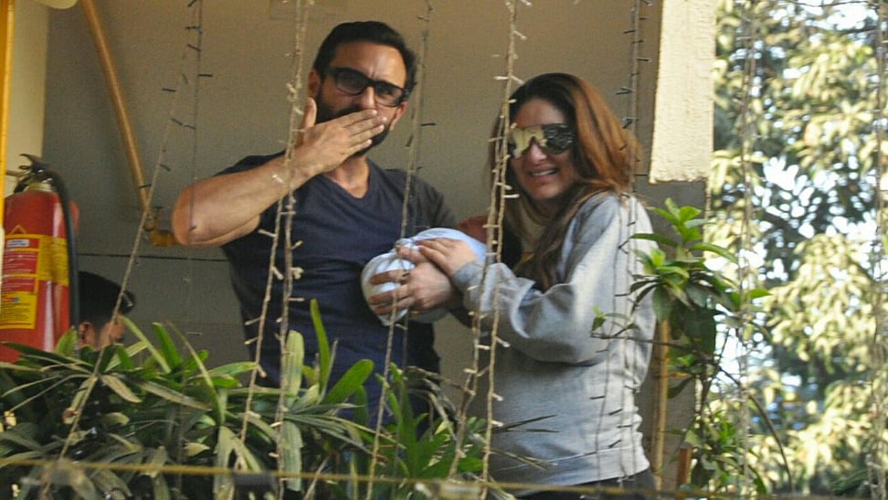 Saif Ali Khan with Kareena and Taimur. (Photo: Yogen Shah)