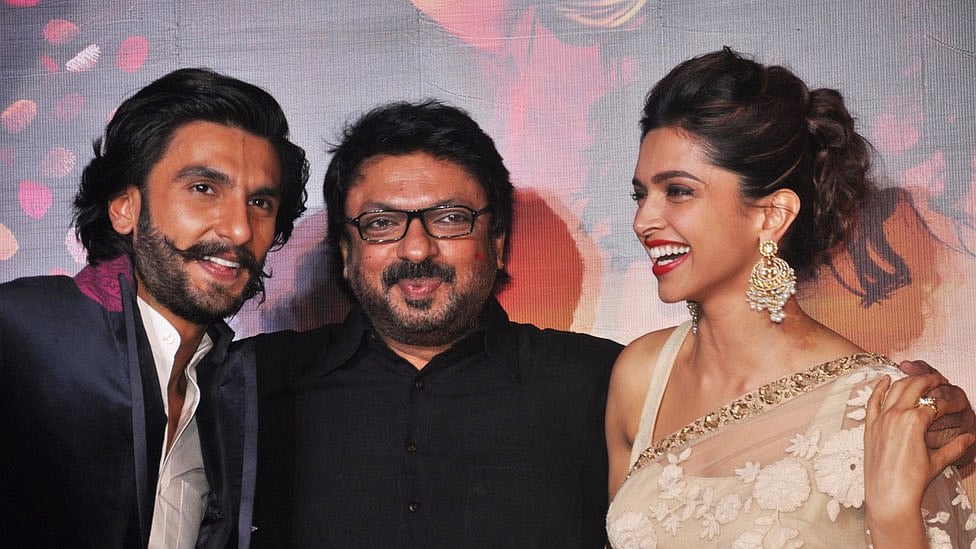 Sanjay Leela Bhansali with Deepika Padukone and Ranveer Singh. (Photo courtesy; Twitter)