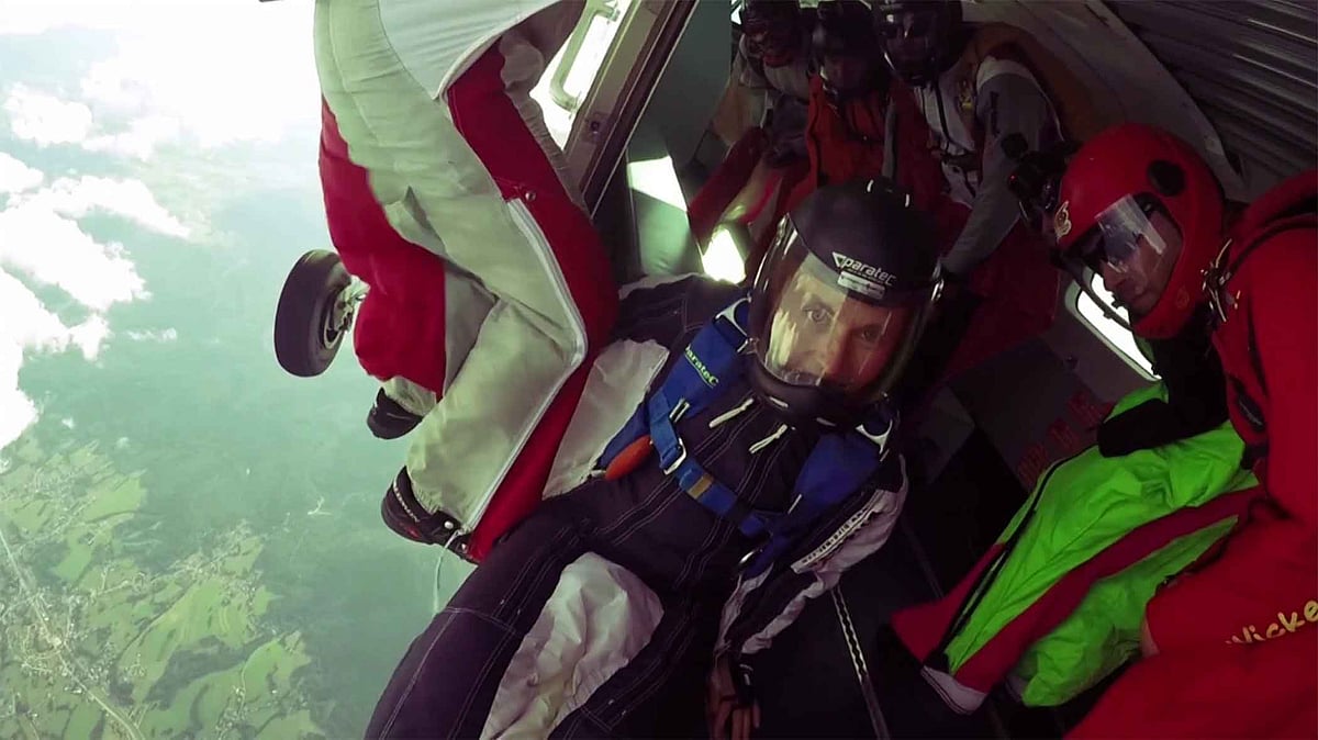 Suasnne Bohme takes part in her first wingsuit flight four years after getting injured in a base jump accident. (Photo Courtesy: AP/Caters News)