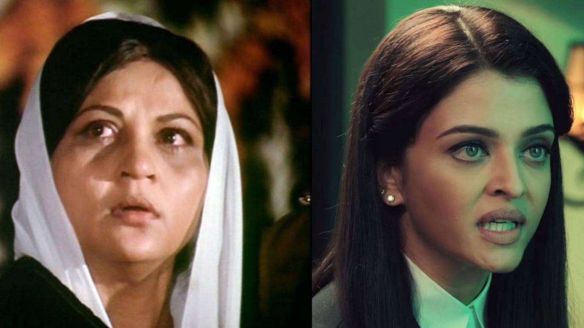 Nirupa Roy in <i>Amar Akbar Anthony</i> (L) and Aishwarya Rai in <i>Jazbaa </i>(R) .