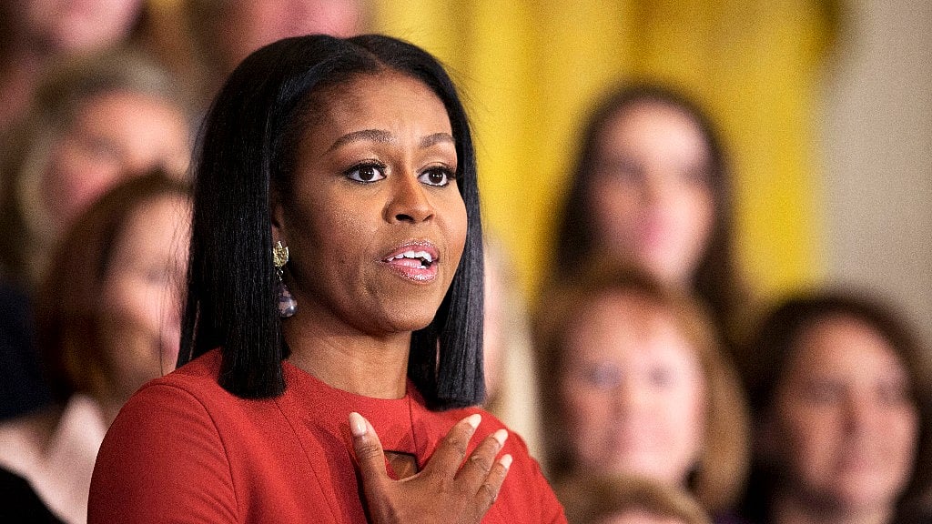 On Friday, Michelle Obama bid an emotional farewell to the White House at a ceremony honouring the 2017 School Counselor of the Year. (Photo: AP)