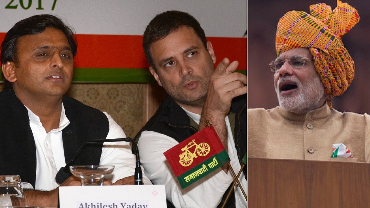 Akhilesh Yadav, Rahul Gandhi and Narendra Modi. (Photo: IANS/AP)