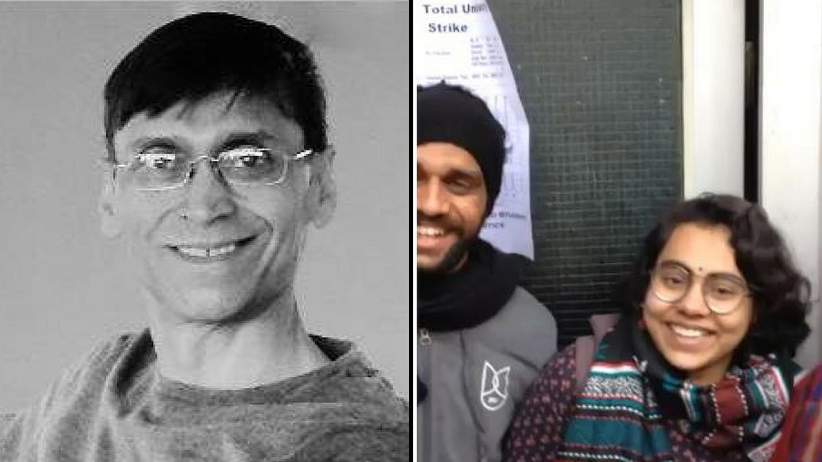 Makarand R Paranjape, a profesor of English at Jawaharlal Nehru University, was prevented from entering his office on Monday. (Photo: <b>The Quint</b>)
