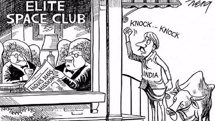 New York Times’distasteful rendition of India’s space missions. (Photo Courtesy: Twitter/<a href="https://twitter.com/nytimes"><i>New York Times</i></a>)