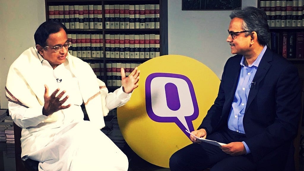 P Chidambaram spoke exclusively to <b>The Quint</b>. (Photo: <b>The Quint</b>/ Tejas Alhat)