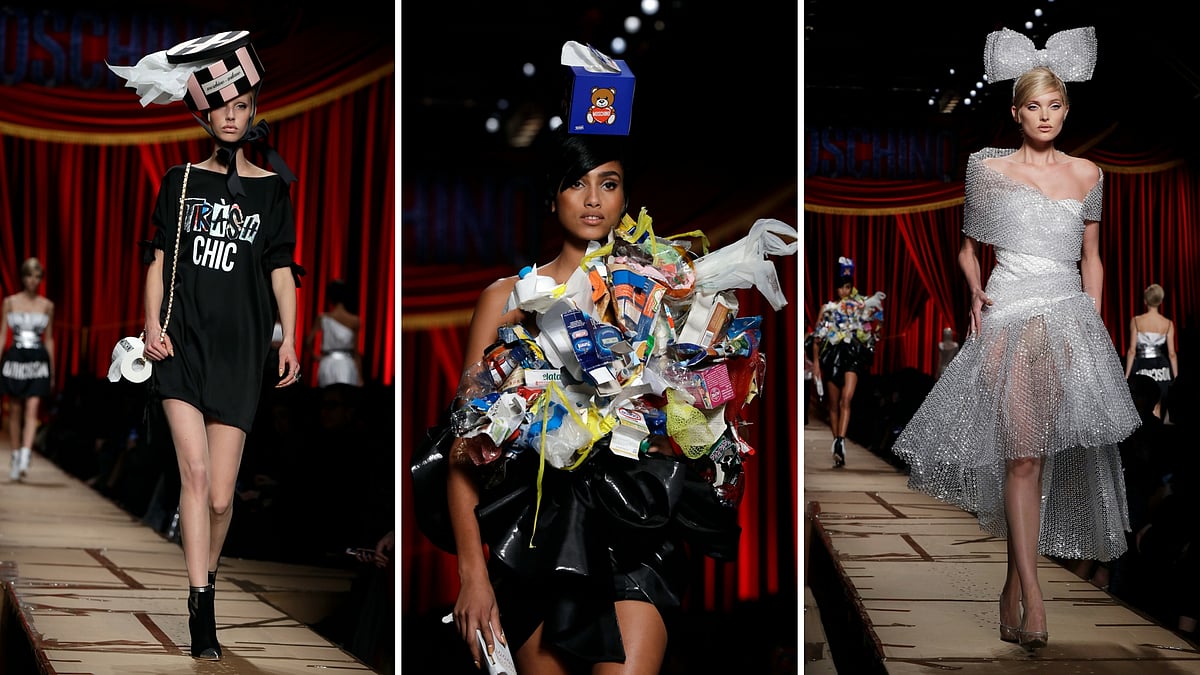 

Models showcase Moschino’s fall-winter 2017-18 collection  in Milan, Italy on February 23 2017. (Photo: AP)